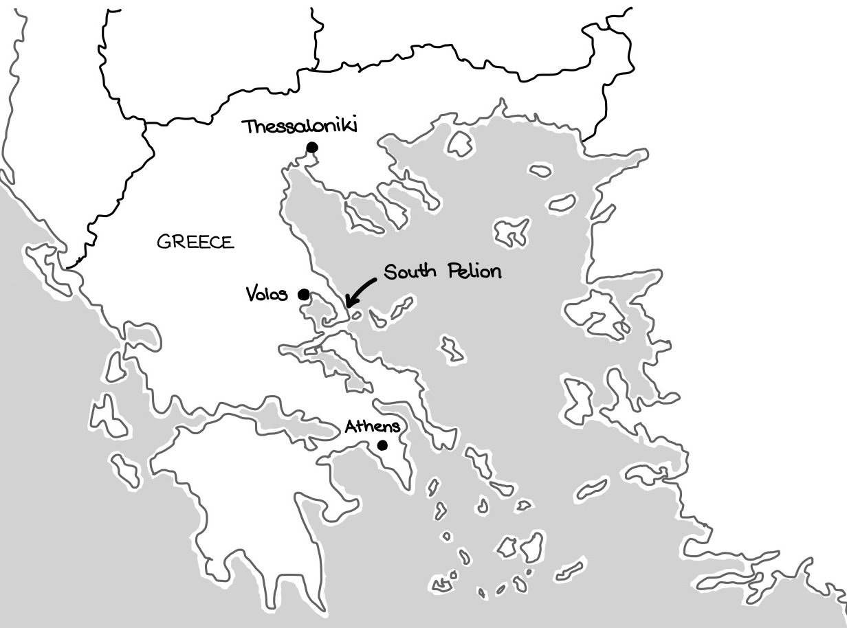 Map of South Pelion